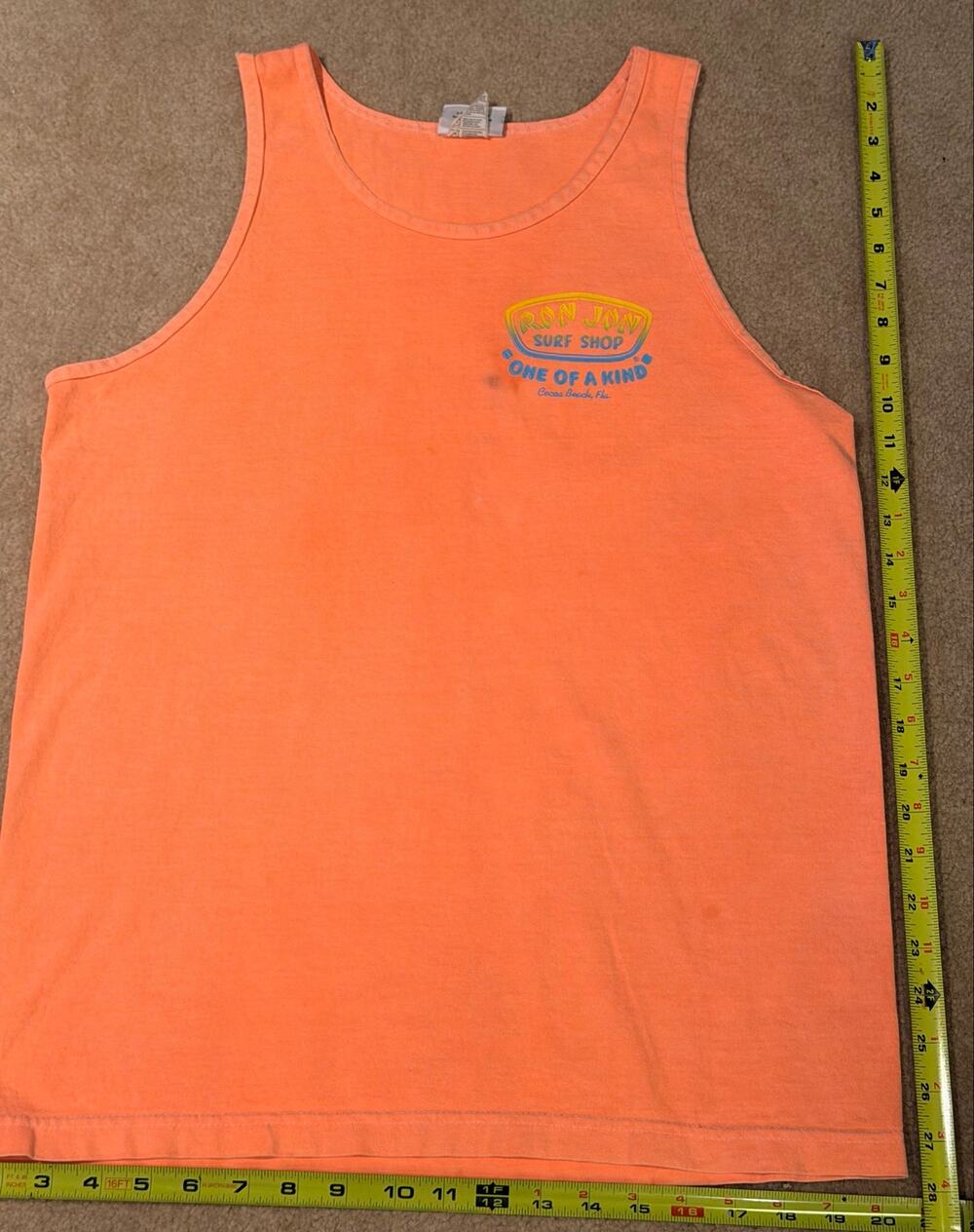 Vintage Ron Jon Surf Shop One Of A Kind Orange Tank Top Size M
